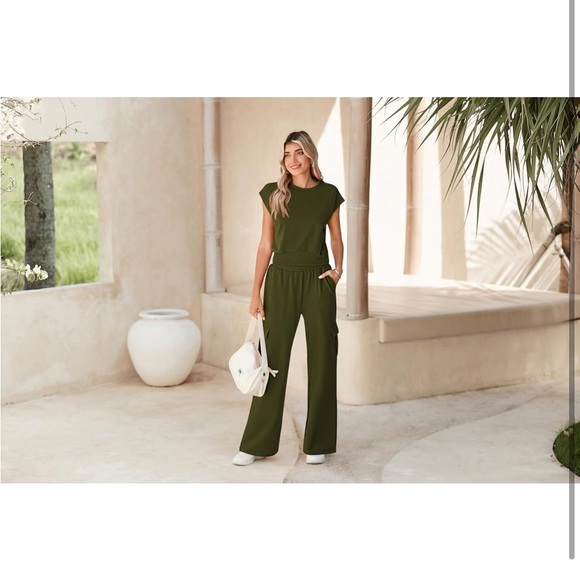 Pink Queen Womens 2 Piece Outfits Sweatsuits..size medium..(NWT) olive green - Picture 6 of 7